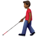 👨🏾‍🦯 man with white cane: medium-dark skin tone display on Apple